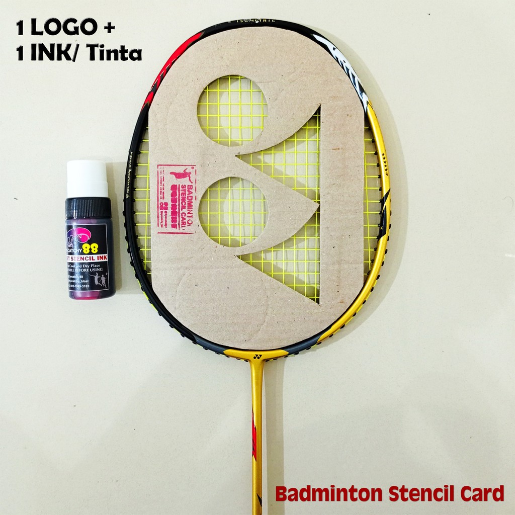 

Paket CETAKAN LOGO Raket/ Stencil Card Badminton/Bulutangkis (Kardus) + Tinta (Merah, Hitam)