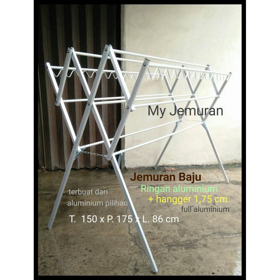 Jemuran Baju Alumunium Ringan 175Cm + Hanger | Shopee Indonesia