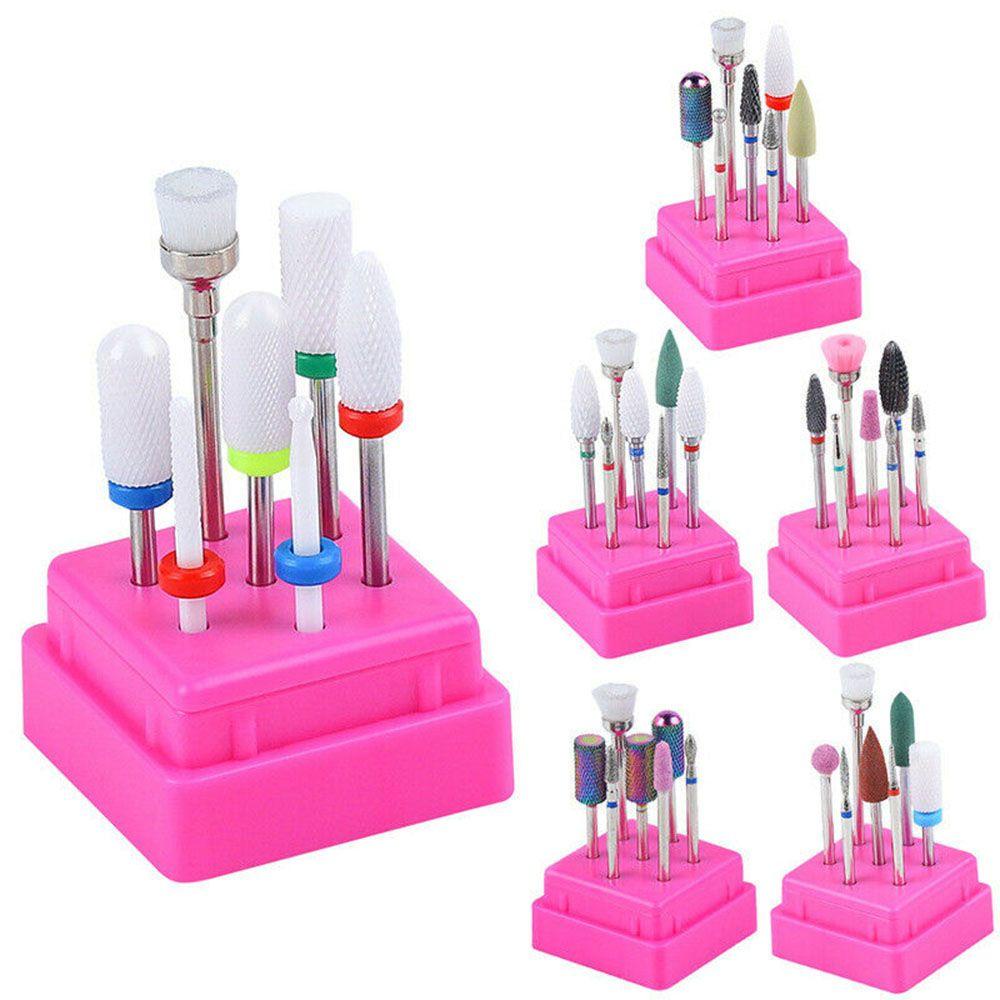 R-flower 7PCS/Set Mata Bor Kuku Keramik Dengan Box 6jenis Manicure Pedicure|Pemotong Gilingan