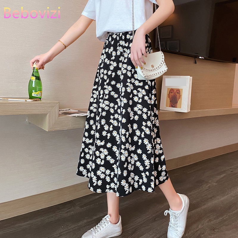 New Fashion grosir rok daisy Casual Wanita Motif Bunga Kuning / Hijau / Pink Gaya Korean skirt 2023