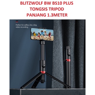 BlitzWolf BW BS10 Plus Tongsis 130cm 1.3m Selfie Stick Tripod Remote Bluetooth