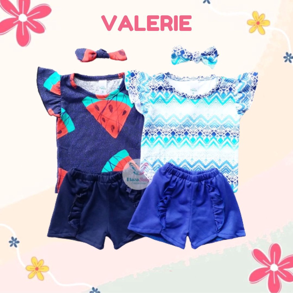 Plazababyku MX VALERIE SETELAN BANDO CPDK setelan bayi motif bunga yang lucu free headband PART2