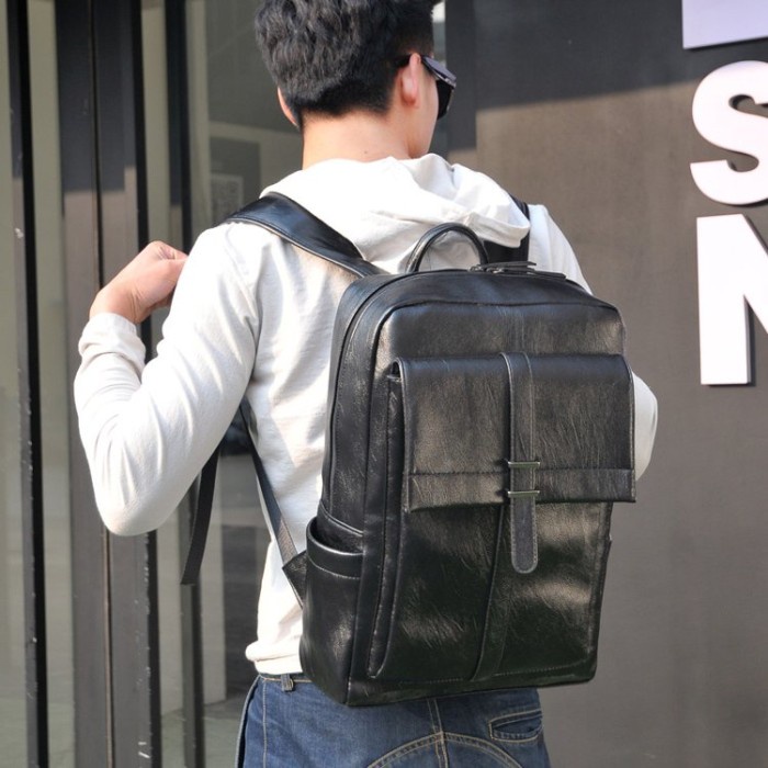 Tas Ransel Kulit Pria Backpack Kulit Tas Laptop Tas Punggung Sekolah Import