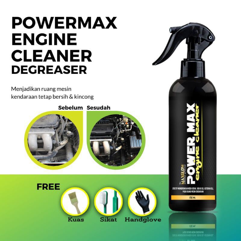 Power Max Engine Cleaner 250ml Pembersih kotoran Kerak Bekas Oli Mesin Motor Mobil