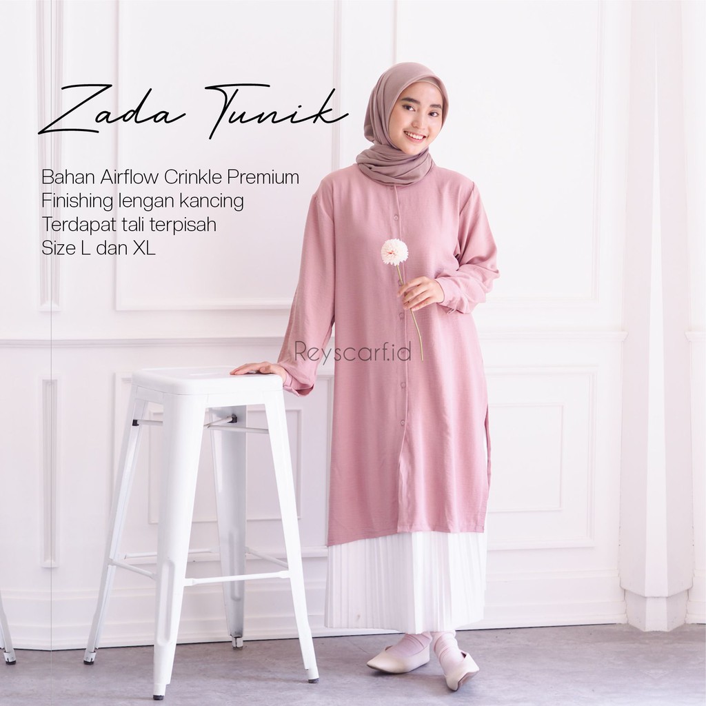 Tunik Zada By Reyscarf Tunik Dewasa Luxury Bahan Airflow Crinkle Premium Terbaik Nyaman Dipakai I Bisa COD