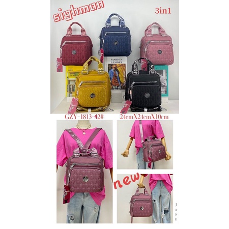 Tas Import lokal Sighmon 3in1 bisa slempang, ransel, tengteng