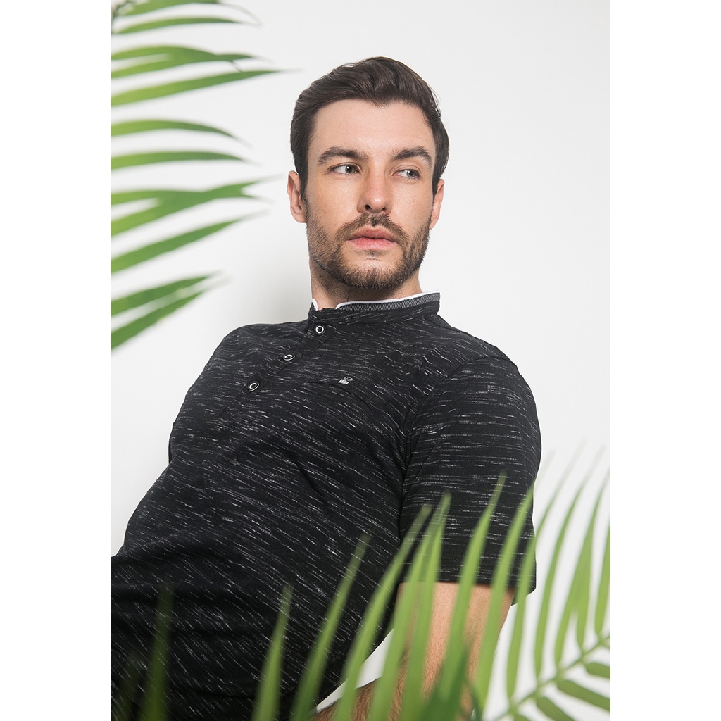 LGS - Kaos Casual - Kaos Pria - Kaos Kerah - Kaos Hitam - Regular Fit - CTS.221.M2929.02.C