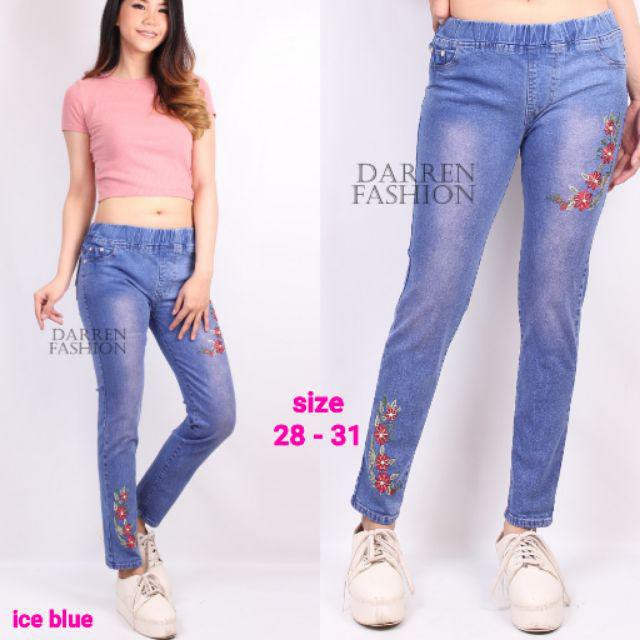 Jegging Mutiara Bordir . Celana Jegging Jeans Mutiara Bordir . Celana Jeans Bordir