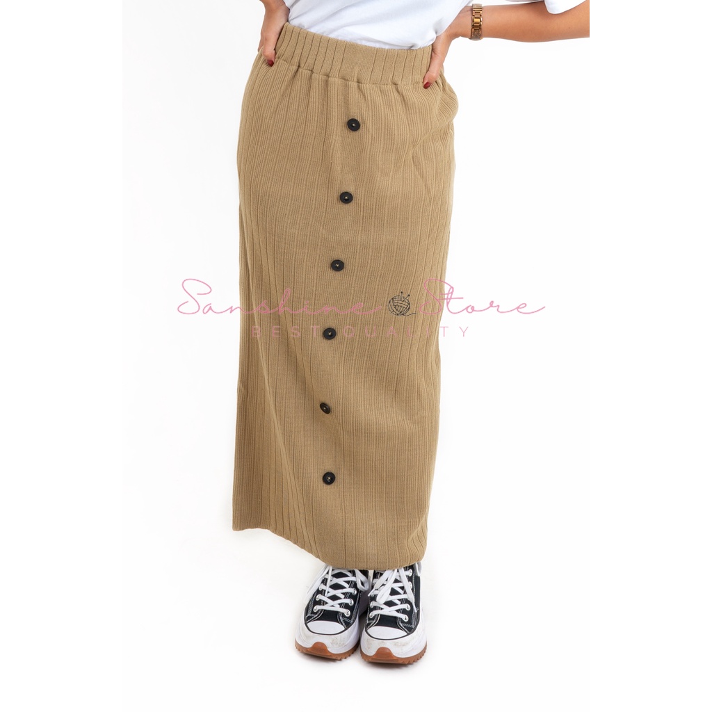 Rok Rajut kancing Premium, Rok Span Knit Tebal Premium, Rok Span Panjang, Knit Skirt