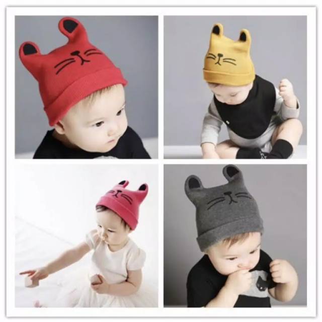 TOPI RAJUT ANAK ModeL Kucing(0_3Tahun)