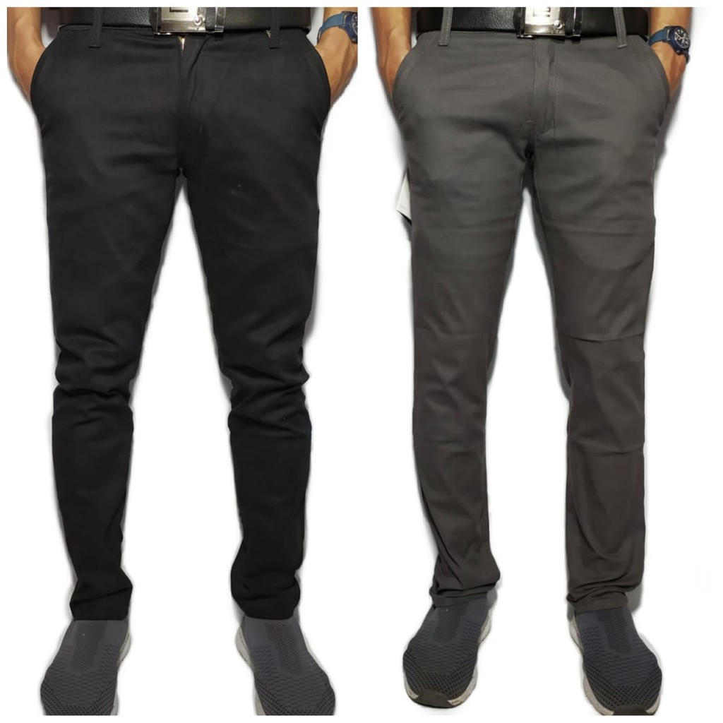 Original Celana Chino Zanjoana dan AVL Celana Chinos Abu-abu dan Hitam