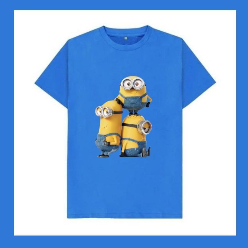 May Clothing - Kaos Minion Blue Kaos Dewasa  Karater Distro Kekinin T Shirt Tshirt T-Shirt Premium M