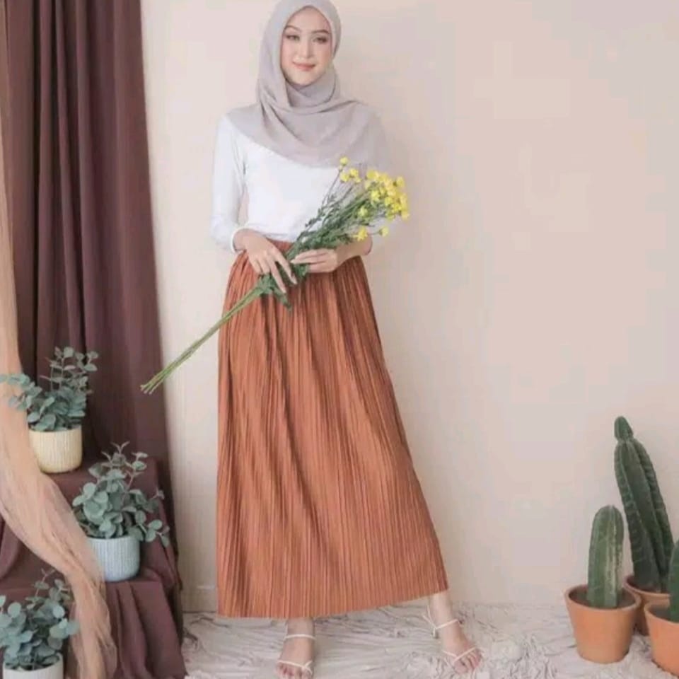AK- ROK PLISKET LIDI PREMIUM /ROK PLISKET PANJANG/ROK PLISKET MUSLIM/BAHAN HYGET PREMIUM/ROK TERLARI