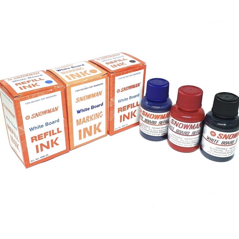

Snowman whiteboard refill ink / Isi tinta / tinta spidol / Whiteboard / hitam / biru / merah