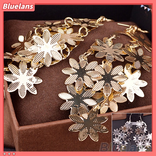 Bluelans Anting Kait Gantung Desain Snowflakes Multilayer Bahan Alloy Gaya Vintage Untuk Wanita