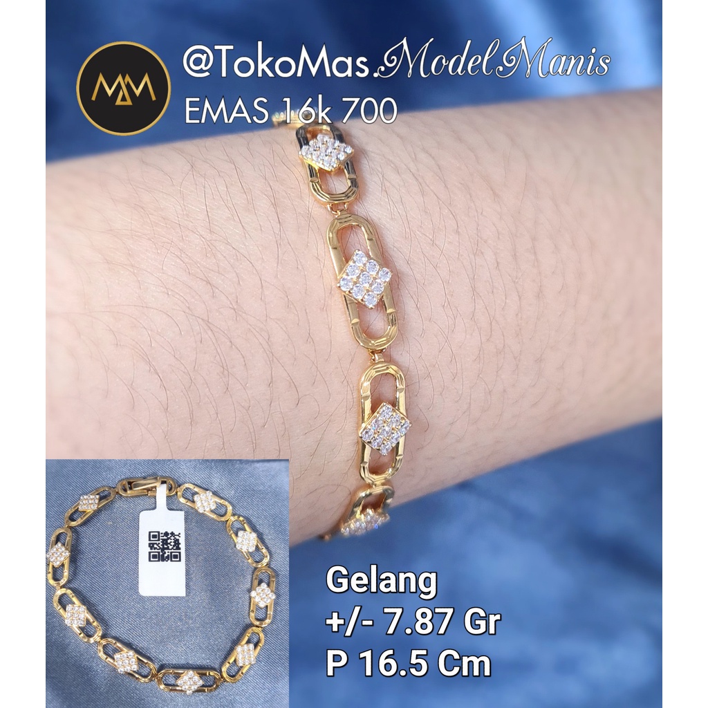 Gelang Emas wajik plat oval emas kuning 700 kadar 16k