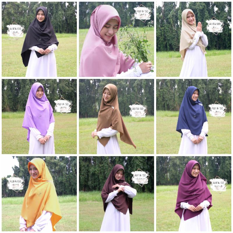 Jilbab Segi Empat Wolfis 130 cm - Hijab Alifa 130 by Syaree
