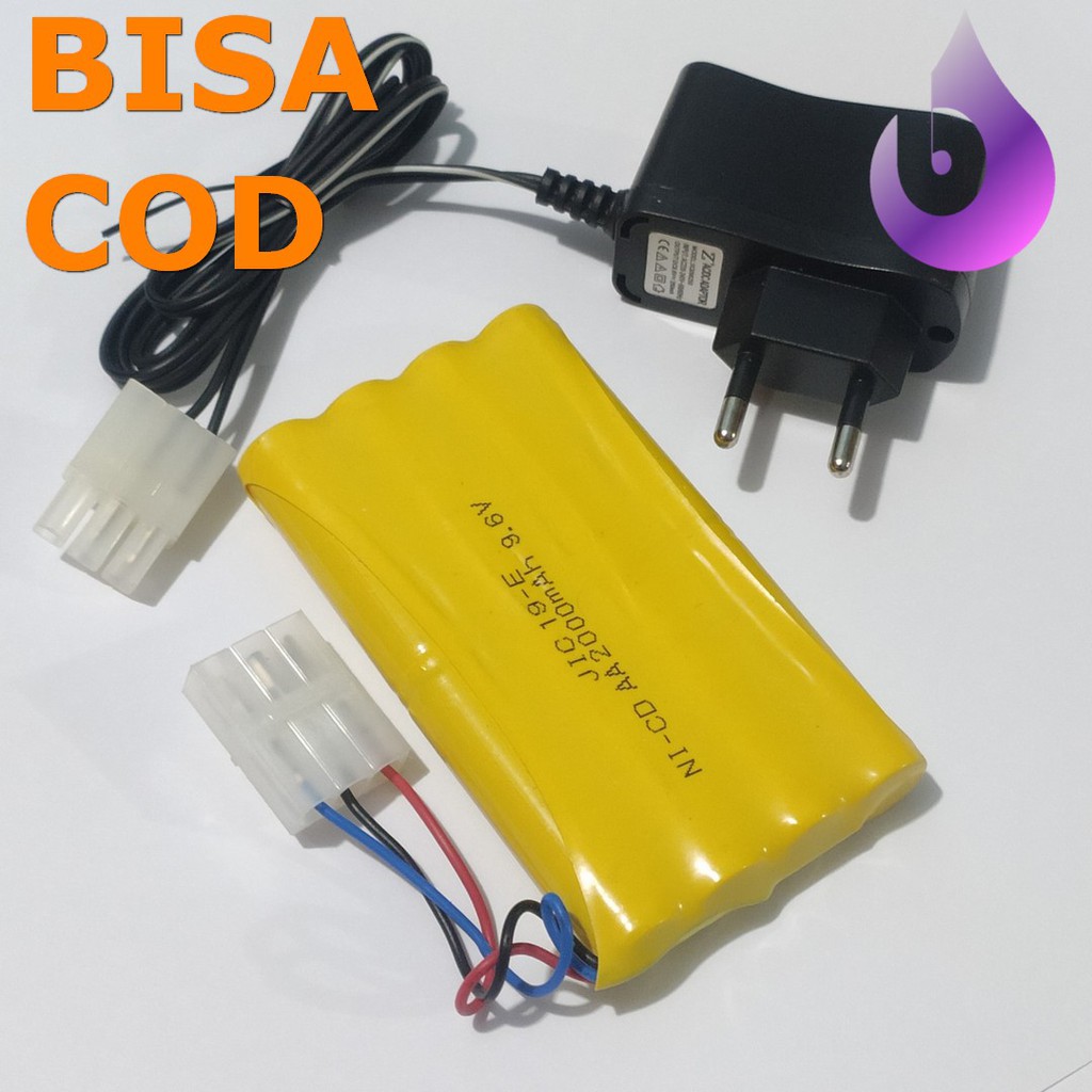 Paket Baterai NiCd RC AA 2000mAh 9.6V Model 3 Socket Putih isi 8