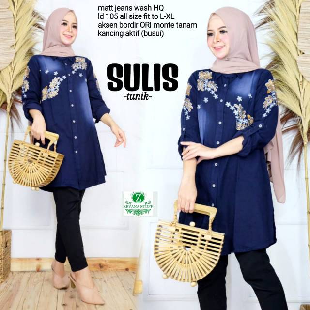 PAKAIAN WANITA SULIS TUNIK JEANS WASH LD105