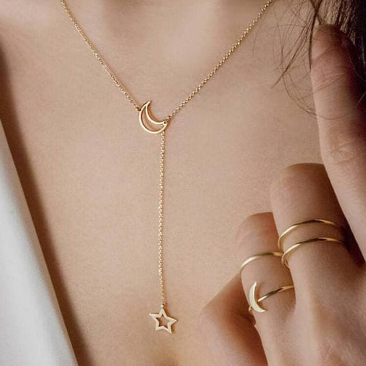 ★ODS★ FA67 Kalung Wanita Simple bulan bintang moon stars necklace