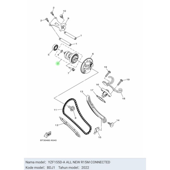 NOKEN AS CAMSHAFT WR155 WR 155 ALL NEW R15 ASLI ORI YAMAHA B3M E2170 00
