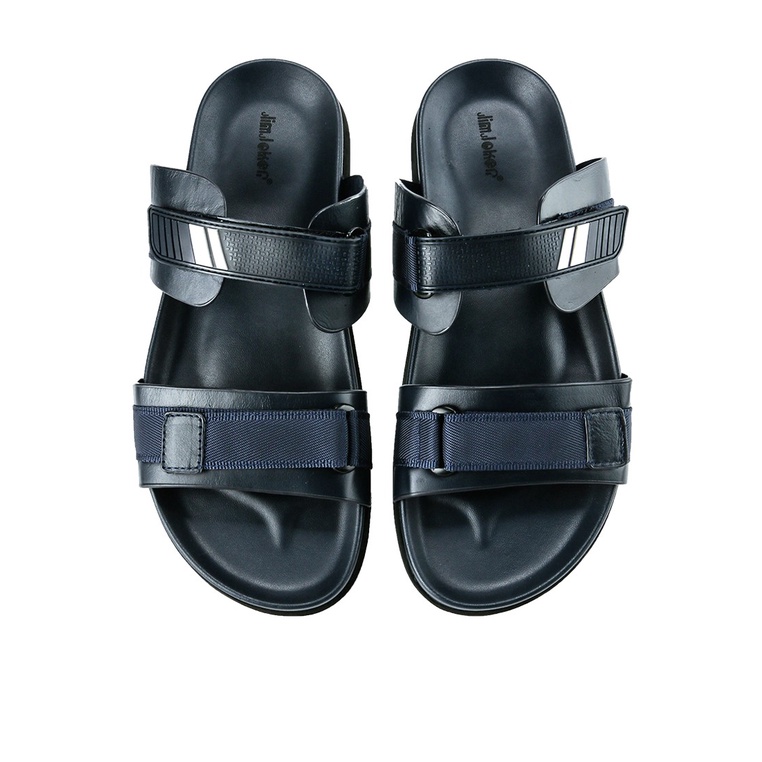 SANDAL CASUAL JIM JOKER PRIA ORIGINAL SLIDE KULIT BIRU NAVY JJ14