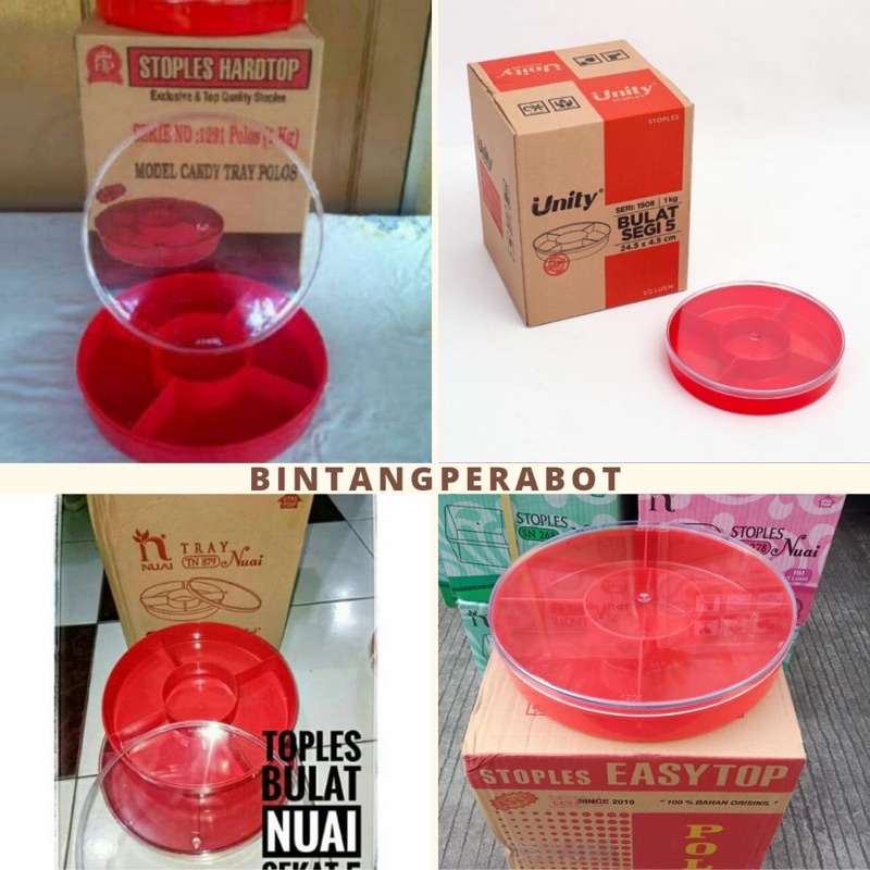 Toples Sekat Lima / Candy Tray Polos Merk Hardtop 1291 / Toples Easy Top Sekat 5 Polos / Toples Nuai
