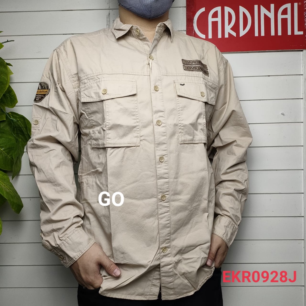 gof KCI CARDINAL KEMEJA CASUAL Lengan Panjang Pakaian Atasan Kemeja Motif Polos Regular Fit Distro Original