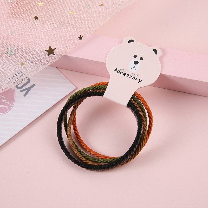 OSM - F871 Ikat Rambut Fashion 5 in 1 / Karet Warna Warni / Karet Rambut / Kuncir Rambut Wanita-Warni Gelap