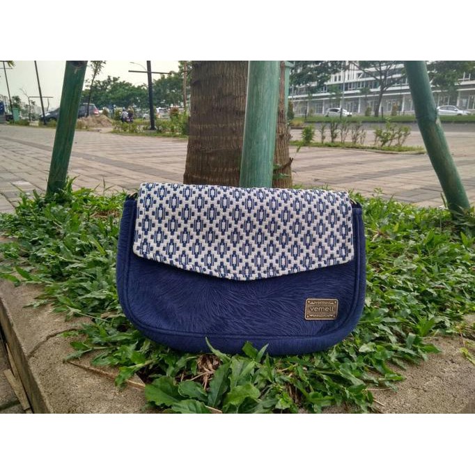 Tas Clutch Cantik Vemell Athena Navy Square / Tas Pesta / Tas Hangout TERLARIS