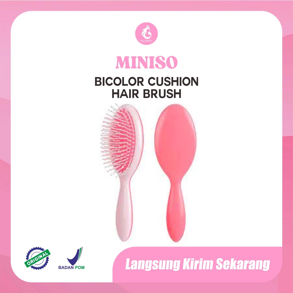 Sisir Rambut MINISO Bicolor Cushion Hair Brush PINK