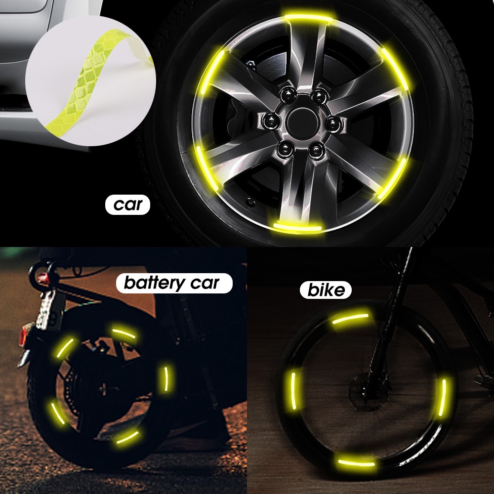 20pcs Stiker Strip Reflektor Luminous Untuk Velg Mobil