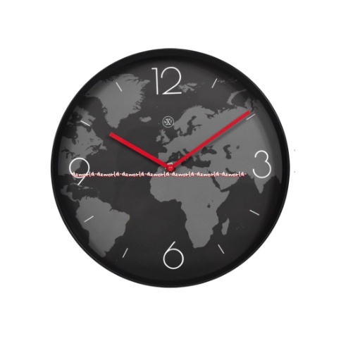 Nextime Wall Clock Black World Map 30cm Jam Dinding Bulat Peta Dunia Next Time Hitam Nektime