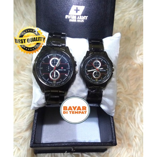 Jam Tangan Couple/Pasangan Swiss Time Jam Tangan Wanita&Pria Tali Rantai Stainless Steel Terbaru