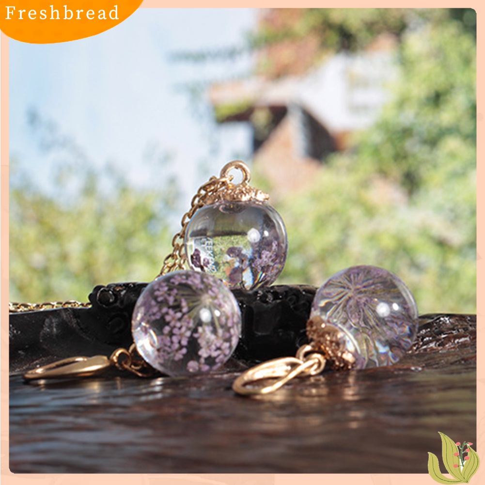 Terlaris Fashion Women Dried Flower Glass Ball Pendant Necklace Hook Earrings Jewelry Set