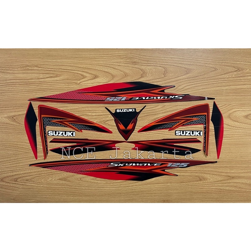 STIKER STRIPING MOTOR SKYWAVE 2008 MERAH