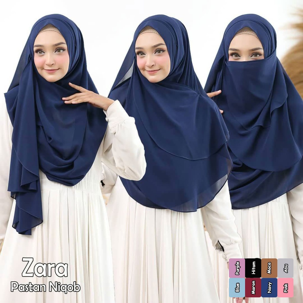 Best Seller!! Jilbab Instan Hijab Instant Pastan Niqob Zara Pastan Niqab 3 in 1 Ceruty Babydoll-3