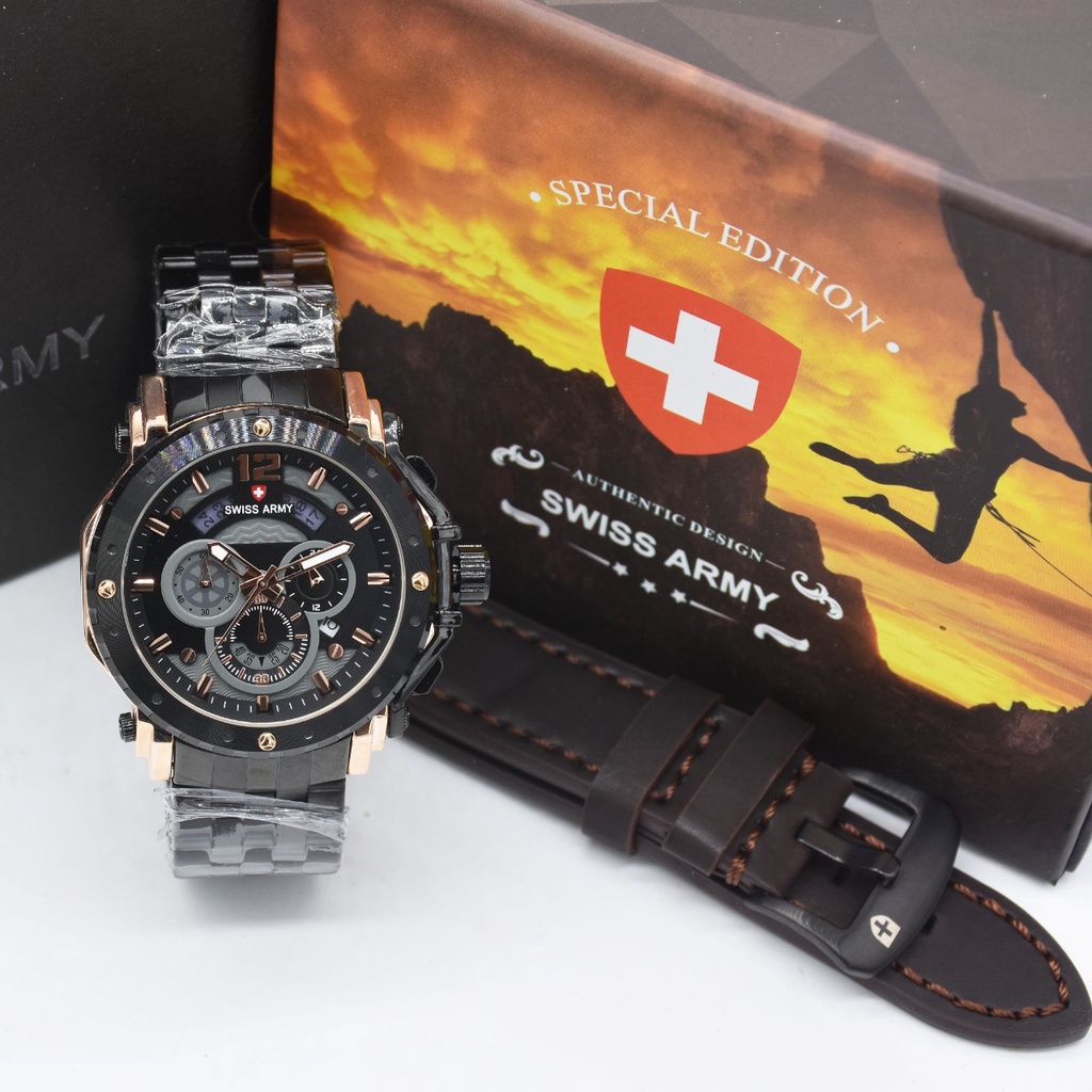 Grosiran Jam Tangan Pria S56245LG Analog Strap Rantai Free Tali Kulit Cadangan Include Box Jam Tangan Original (COD)