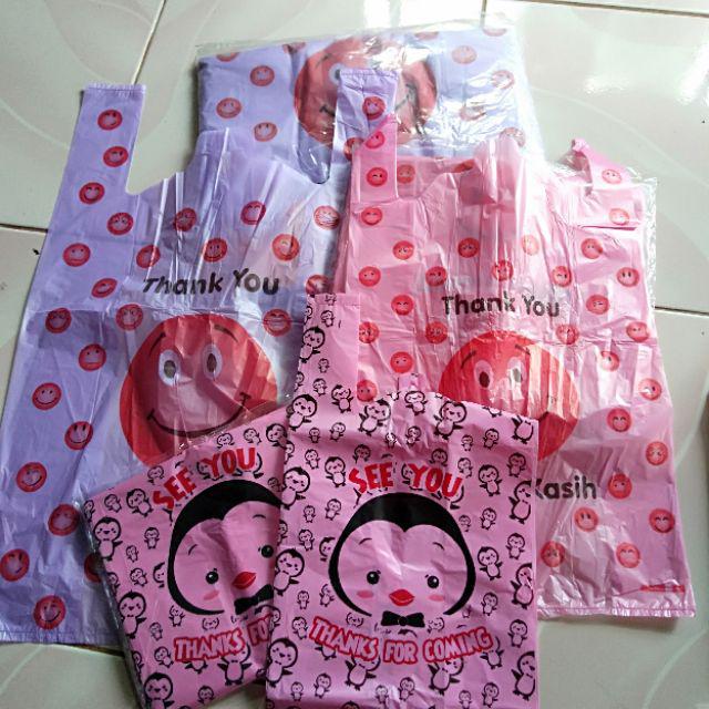 Kantong Kresek Smile/kresek Thankyou /kresek Olshop Terima Kasih Lipatan Ukuran 28