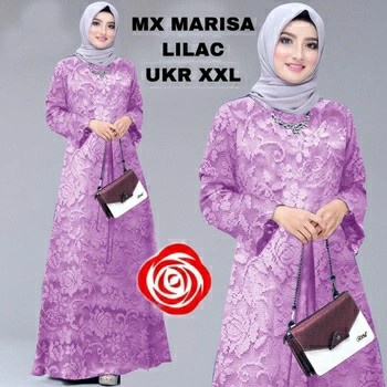 Baju Gamis Brukat Lilac Wanita Dewasa Remaja Jumbo Modern Kekinian Terbaru 2022 Maxi Dress Marisa Su