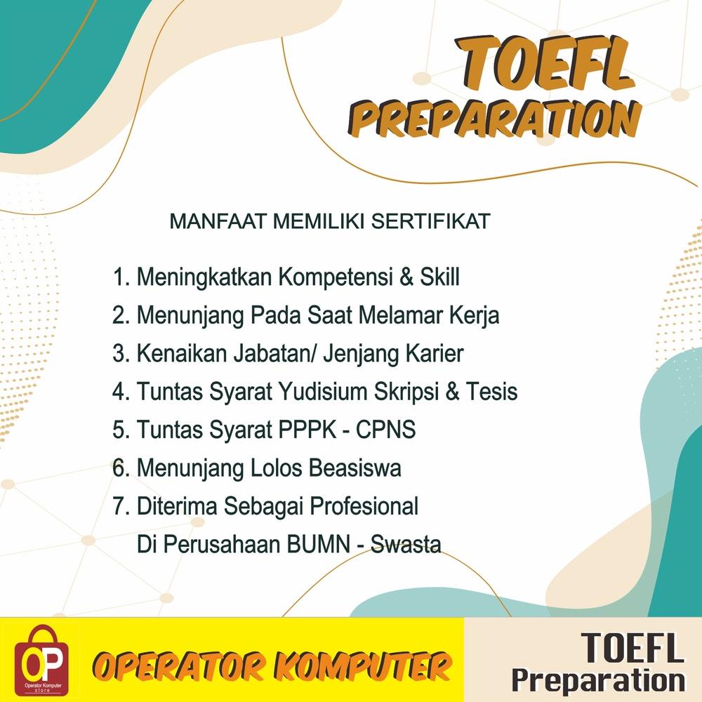 

COD SERTIFIKASI TOEFL ITP PREPARATION TEKNIS ONLINE RESMI (ART. 0143)