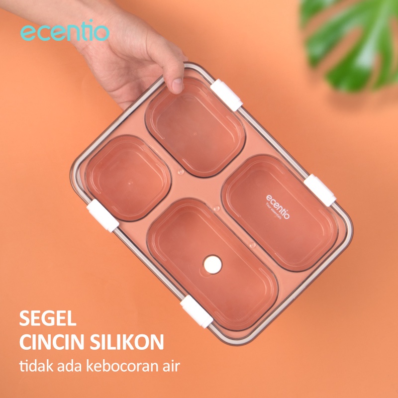 ecentio &amp; FOODI lunch box 3/4 Grid tempat makan Dengan Dengan Kotak Sup Dan Sendok Gratis/1300ml kotak bekal/tepak makan