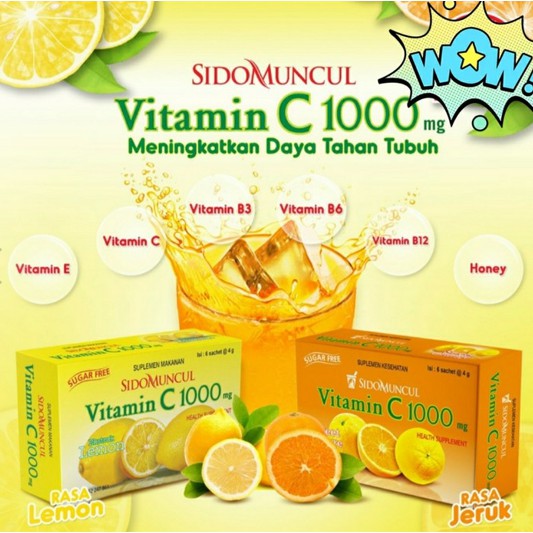 VITAMIN C 1000 MG SIDOMUNCUL 10 BOX ISI 60 SACHET SUGAR FREE