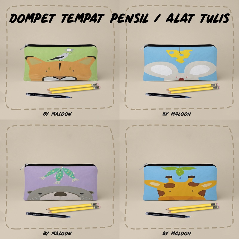 

Dompet Tempat Pensil Alat Tulis alat makeup bahan Kanvas MOTIF LUCU 9