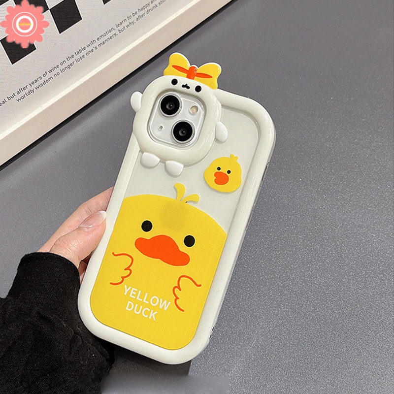 Case Desain Bebek Kuning Aksen Pita Untuk Oppo A17 A15 A7 A5S A12 A1K A17K A3S A12E A53 A74 A95 A16K A16E A52 A9 A17K A3S A12E A54 A57 5F A56 Az A6 A6 A6A A53 A7 Ic A31 A16