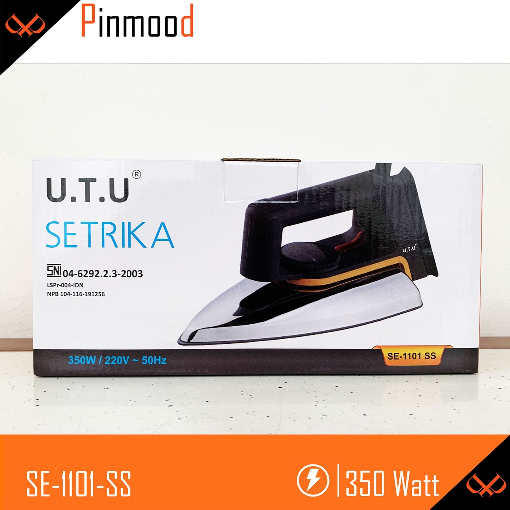 U.T.U SETRIKA LISTRIK SE-1101-SS UTU DRY IRON GOSOKAN BAJU ANTI LENGKET STAINLESS STEEL MURAH GARANSI RESMI 1 TAHUN