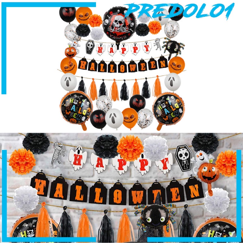 (Predolo1) Balon Latex Aluminum Foil Tema Halloween Untuk Dekorasi Ulang Tahun