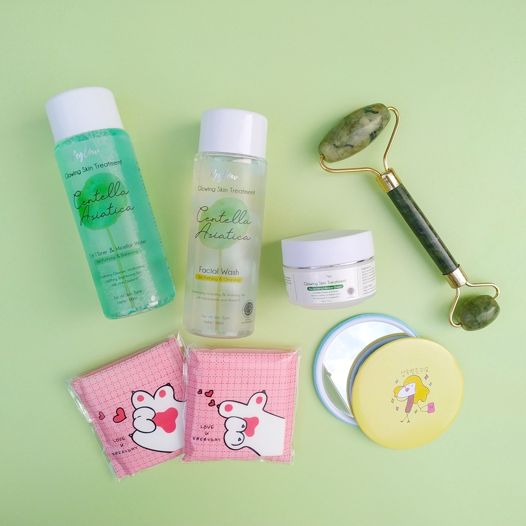 REGLOW Skincare dr Shindy Putri BPOM HALAL Original 100% Perawatan Kecantikan Wajah Glowing Skin Treatment-1 Paket+Jade Roller
