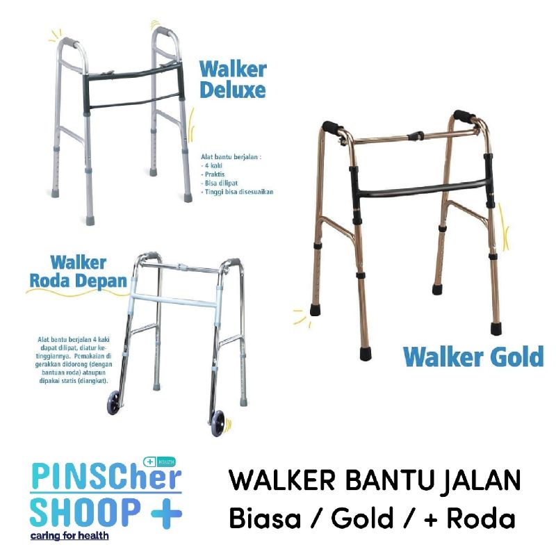 WALKER DELUXE /GOLD /RODA DEPAN ALAT BANTU JALAN LANSIA