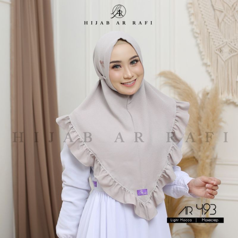 HIJAB AR RAFI | AR 493 HIJAB INSTAN TALI (Anniha Collection)-Light mocca
